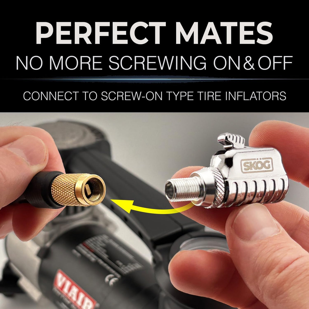 Chuck Mates™ Platinum (2 Pack) Quick-Connect with Patented RatchetSeal™ Technology for Tire Inflators Open-Type