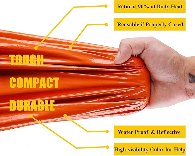 Emergency Sleeping Bag Survival Bivy Sack Use as Emergency Blanket Lightweight Survival Gear for Outdoor Hiking Camping Keep Warm After Earthquakes, Hurricanes and Other disasters