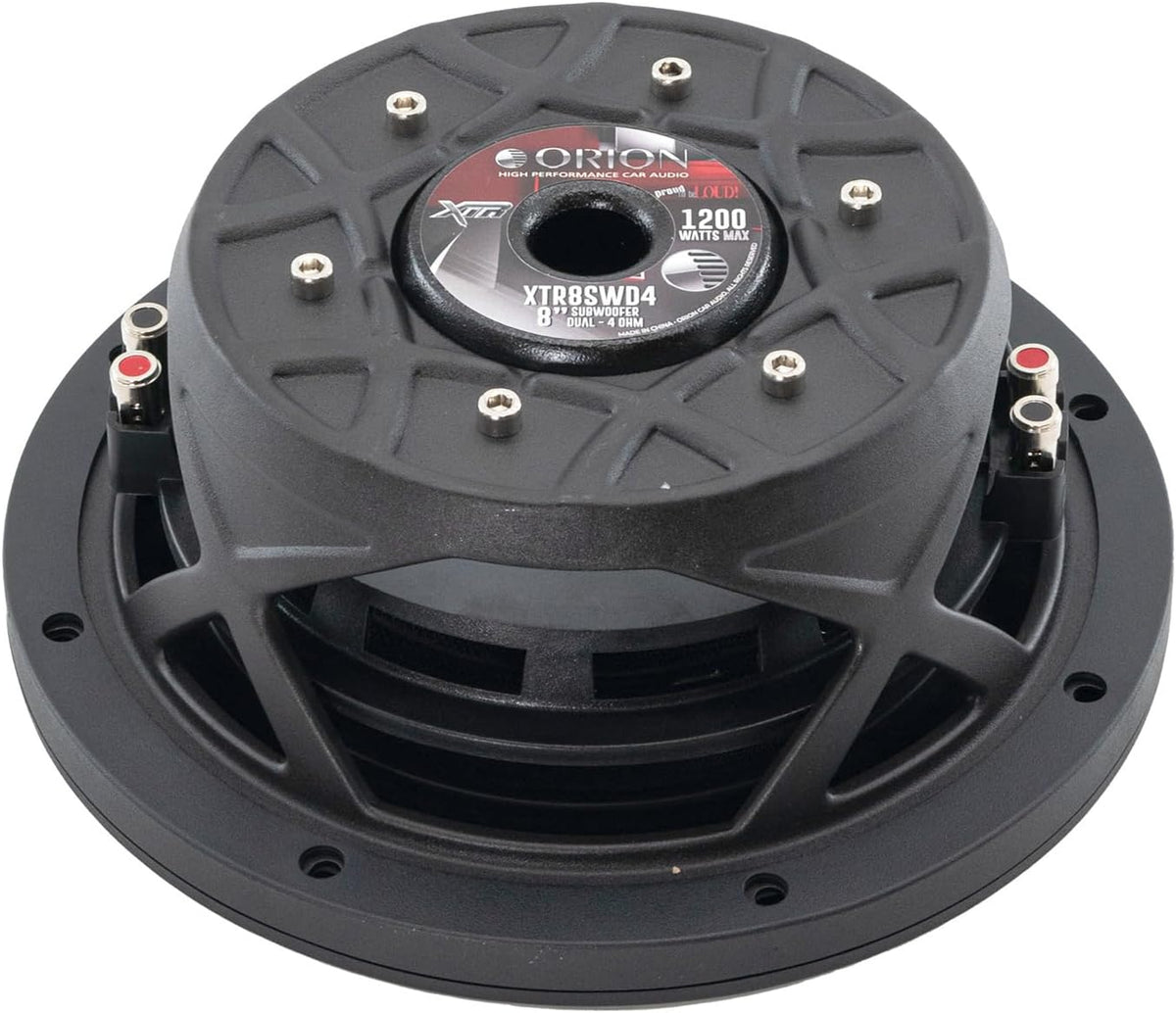 Orion XTR Series XTR8SWD4 Free Air Slim Shallow Mount 8” Car Subwoofer, 1200W Max Power, 300W RMS, Dual 4 Ohm, UV Coated Cone, NBR Surround – OEM Sub Replacement Compact for Lexus, BMW, Nissan, & More