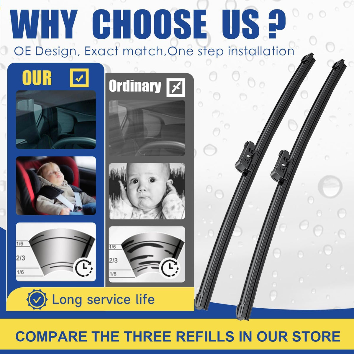 Wipers Factory Replacement For GMC Acadia Chevy Malibu Traverse Saturn Aura Outlook VW Tiguan Range Rover Evoque Original Equipment Windshield Wiper Blades Set - 24"+21" (Set of 2)