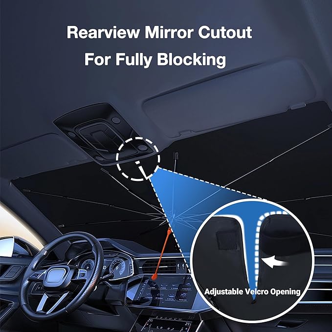 CHILL·TEK Funny Car Windshield Sun Shade Umbrella, American Plane Car Sun Shade Umbrella, Block UV Rays Heat Foldable Windshield Umbrella Sun Visor Protector - Keep Vehicle Cool for Cars SUV