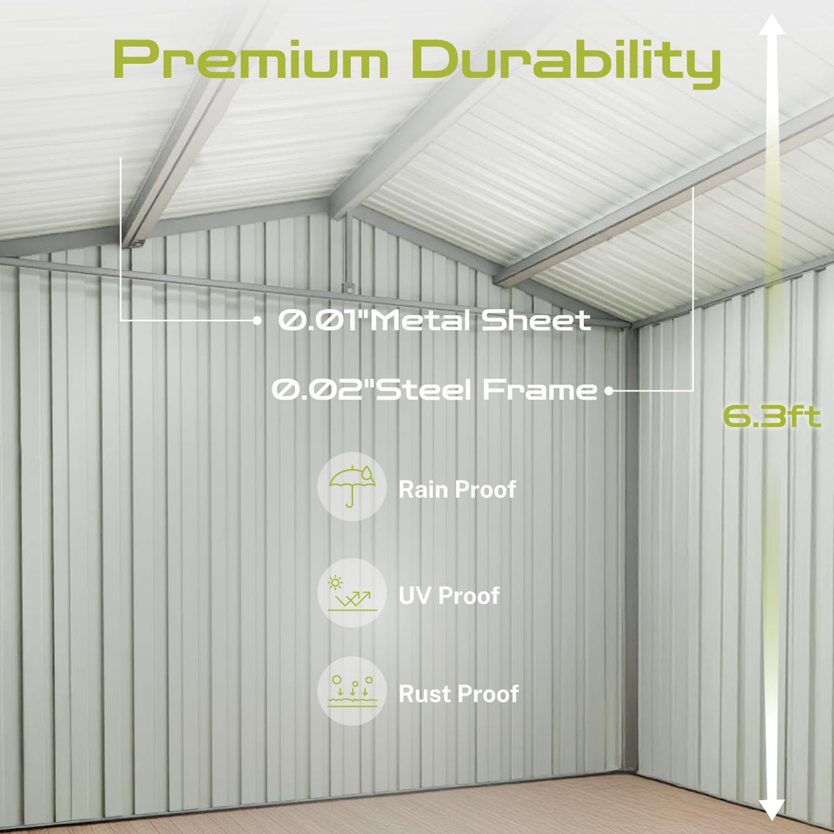 6' x 4' Outdoor Storage Shed, Sturdy Metal Building w/Lockable Doors for Garden, Backyard, Poolside and Lawn, Green