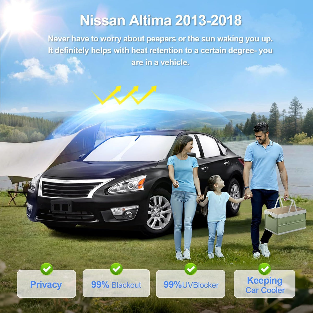 8pcs Car Window Shades for Nissan Altima 2013-2018 Accessories,Windshield Side Rear Full Sunshade,Sun Visor UV Blocking, Privacy Protection and Blackout for Camping Outdoor