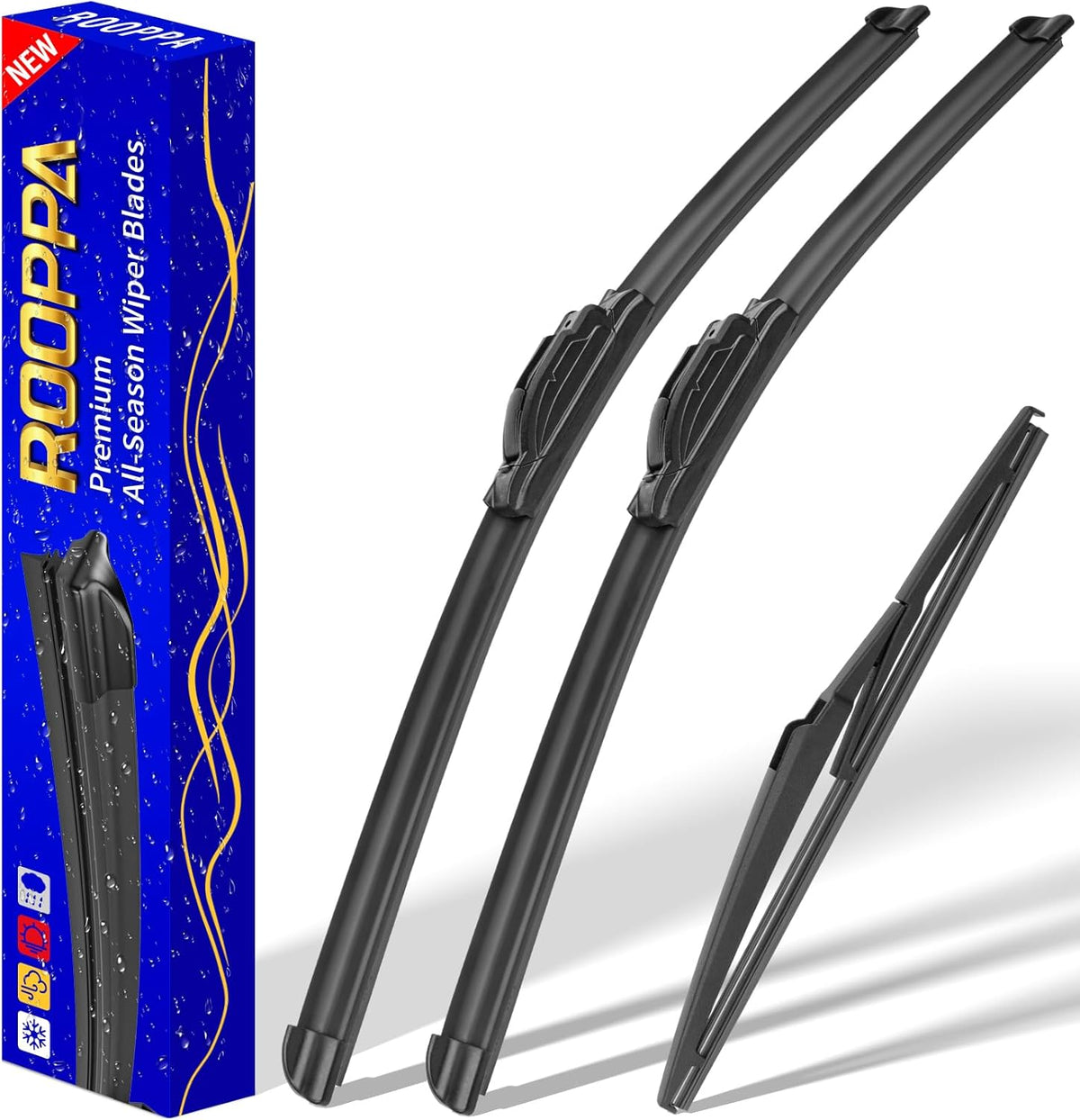 3 wipers Replacement for 2006-2012 Toyota Rav4, Windshield Wiper Blades Original Equipment Replacement - 24"/17"/12" (Set of 3) U/J HOOK