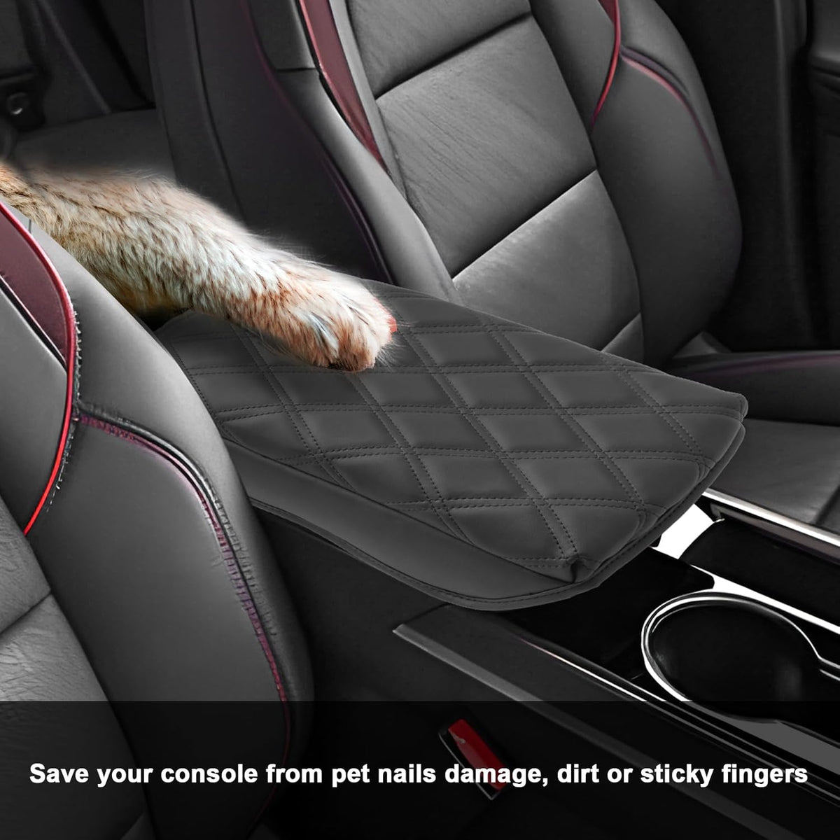 SXCY for 2025 Chevy Equinox Armrest Cover Pad for Equinox 2025 Center Console Armrest Cover 2025 Equinox Center Console Cover 2025 Equinox Middle Console Cover (Adding Pad 2-Line Rhombus Style)