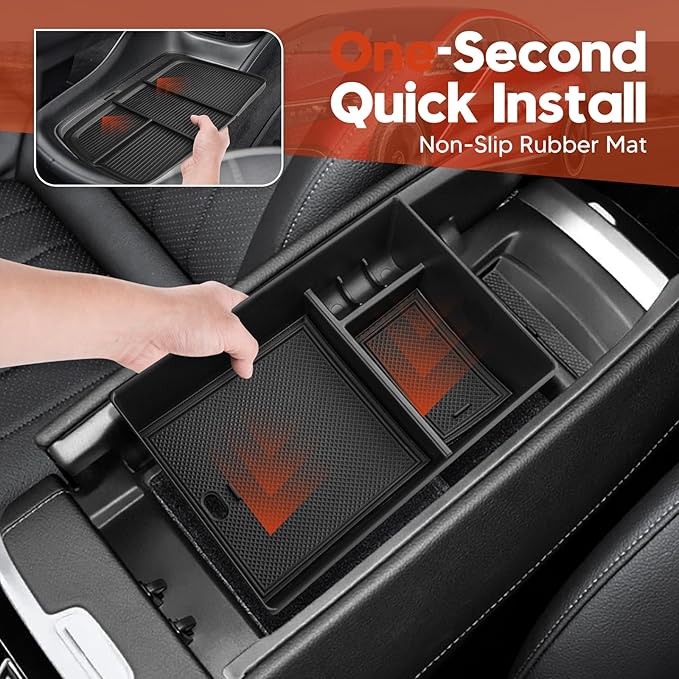 Sunsdrew 2025 Upgraded 2PCS Mercedes-Benz EQS Center Console Organizer&Lower Center Console Tray for 2023 2024 2025 Mercedes Benz EQS Interior Accessories Anti-Slip
