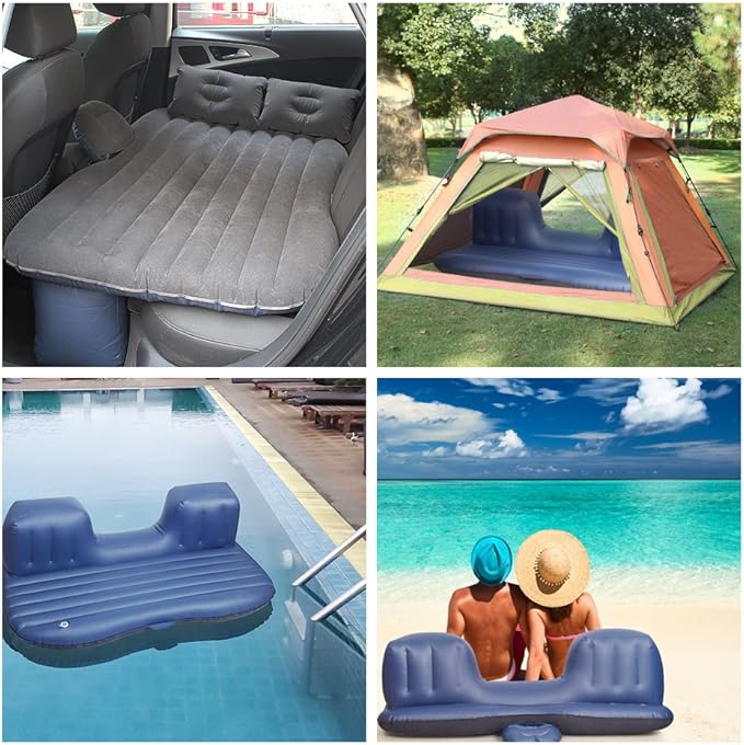 Car Bed - Camping Mattress for Car - Portable Travel Sleeping Bed Inflatable Mattress - Air Bed for Car Universal SUV Extended Air Couch with Two Air Pillows - Black