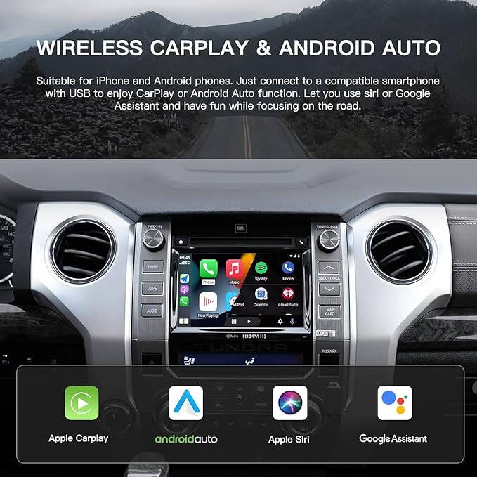 CARabc Wireless Carplay Android Auto Adapter for Toyota with Entune2.0 2014-2019, Fits for Tundra/Highlander/RAV4/Tacoma/Camry/Corolla/Avalon/Prius/CH-R/Sienna