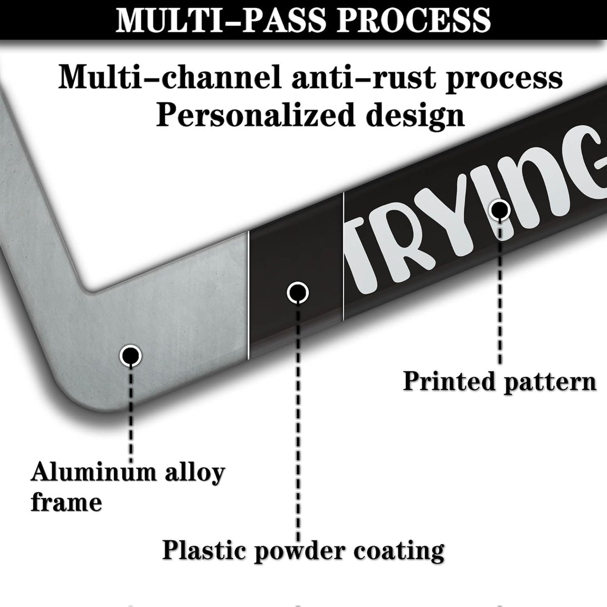 License Plate Cover Black and White License Plate Frames Please Don’t Honk I'm Trying My Best Aluminum Metal Car Accessory 2 Pack with Screw Covers Set