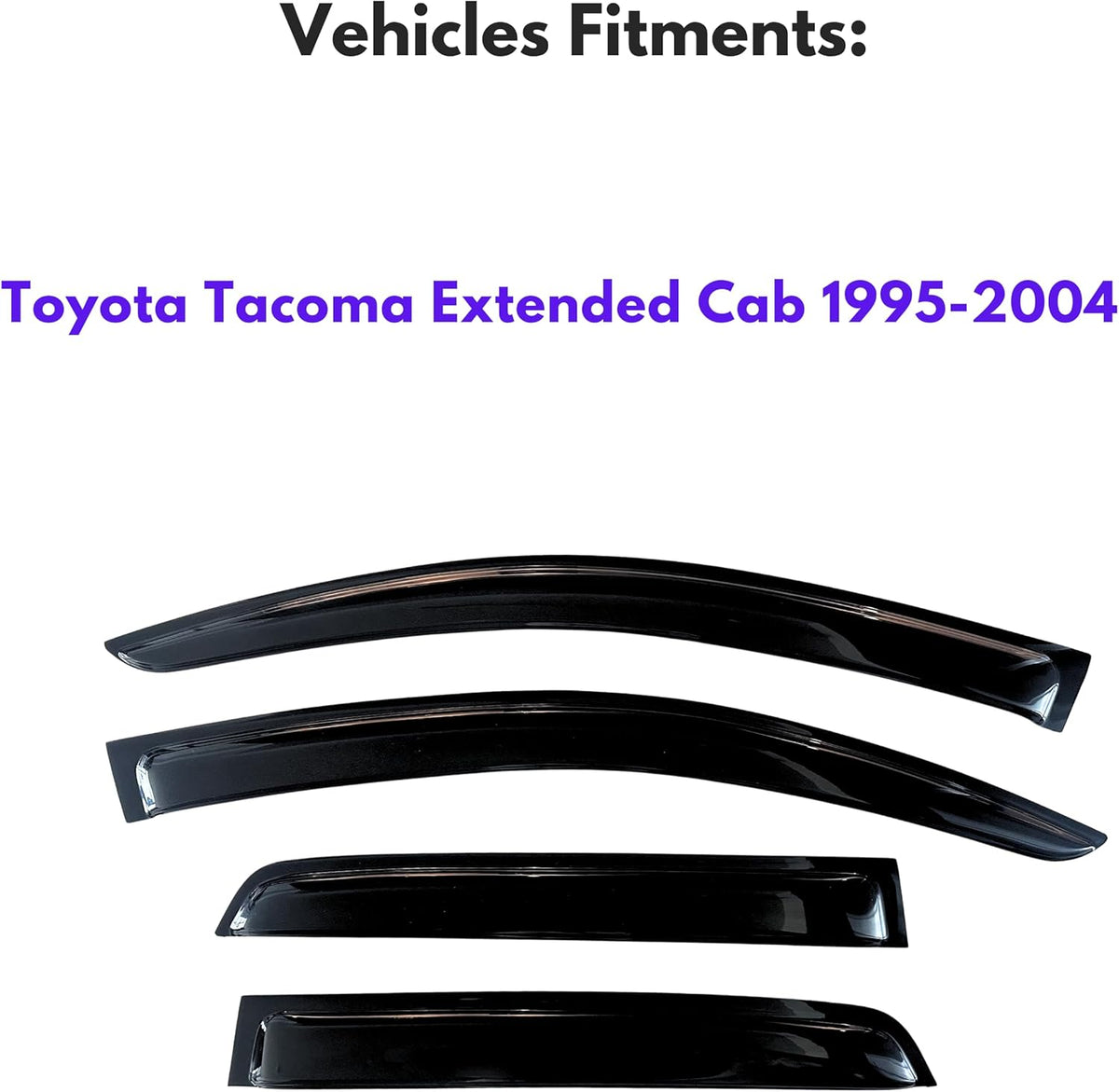 KPY Window Visor Compatible with Toyota Tacoma Extended Cab 1995-2004, Rain Guard Vent Deflectors Tape-On, 1995 1996 1997 1998 1999 2000 2001 2002 2003 2004 (Extended Cab Only)