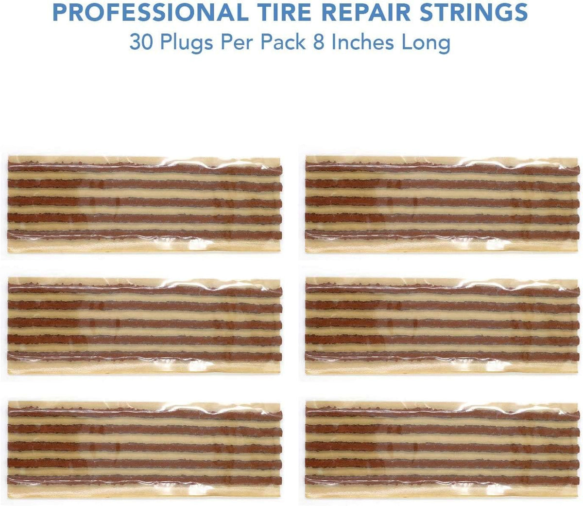 CKAuto 30pcs 8" Brown Tire Repair Strings, Automotive Tool Tire Repair Plugs for Tubeless Off-Road Tires Car, Bike, ATV, UTV, Wheelbarrow, Mower
