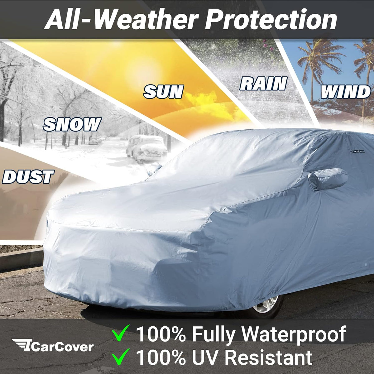 iCarCover Premium Car Cover for 1993-2002 Chevy Camaro STD, Z28, SS Heavy Duty Waterproof All Weather Automobiles Custom Fit Indoor Outdoor UV Snow Protection Covers with Straps and Bag