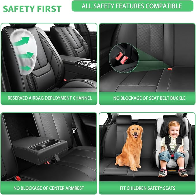 Fit Crosstrek Car Seat Covers for Subaru Crosstrek 2016-2025 2026 -Upgraded Premium Waterproof & Breathable Leather, Airbag Compatible, All-Weather Seat Cushion Protector,2 Front/Black