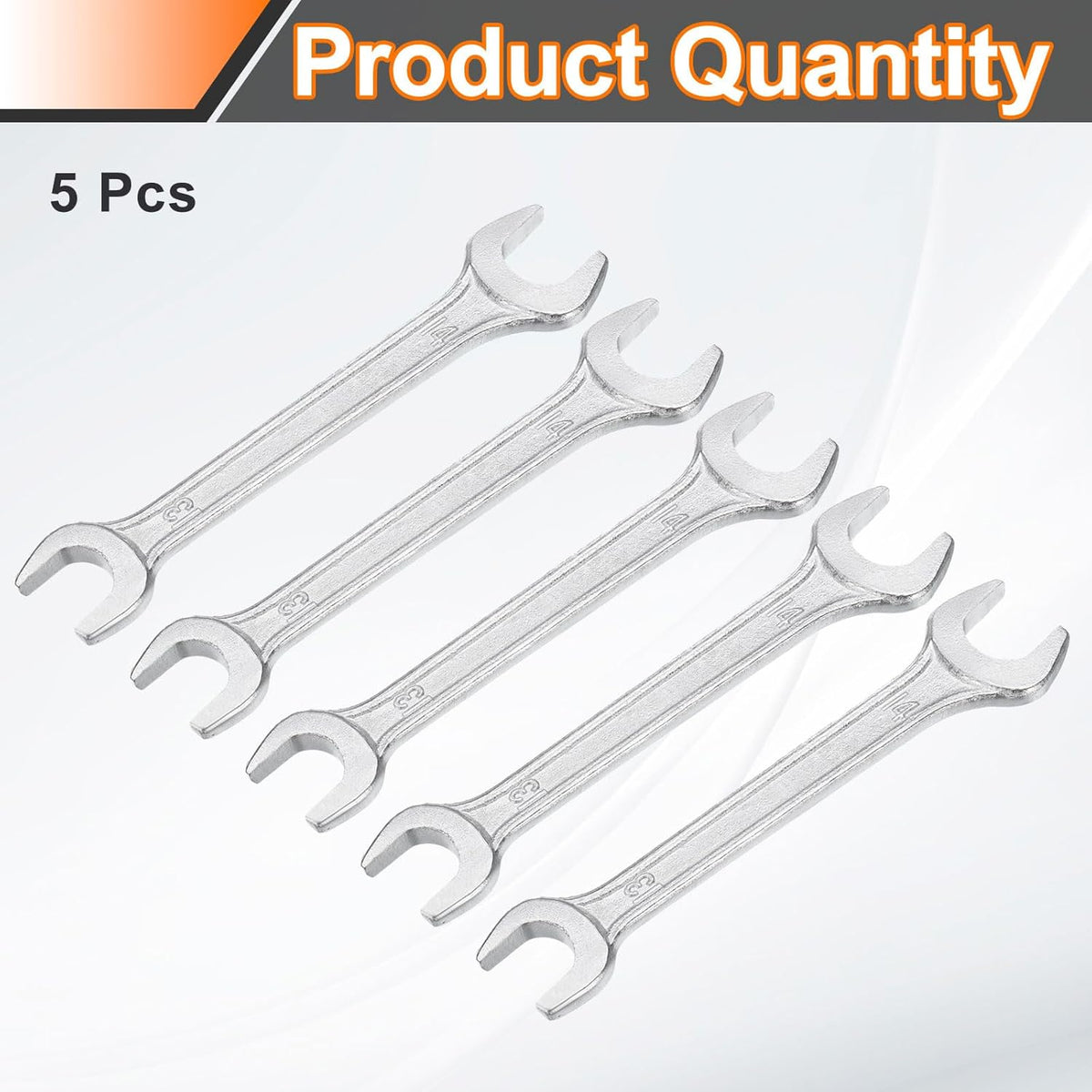 HARFINGTON 5pcs Double Open End Wrench 13mm x 14mm Metric 15 Degree Offset Angle Small Flat Head Wrench Galvanizing Open Ended Spanner for Automotive Repair Furniture Assembly