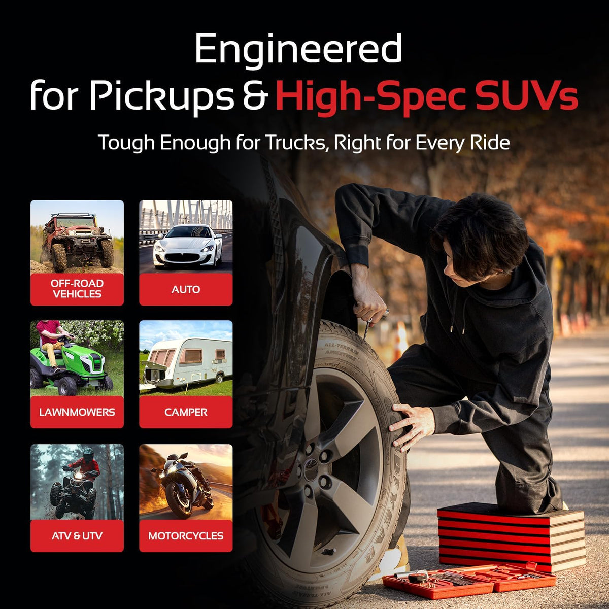 CTR Heavy Duty Tire Plug Kit - 68pcs All-in-One Universal Tire Repair Kit with Plugs, Professional Tools for Tubeless Tyre Flats for Cars, Truck, RV, SUV, ATV, Motorcycle, Tractor, Trailer - GE0001