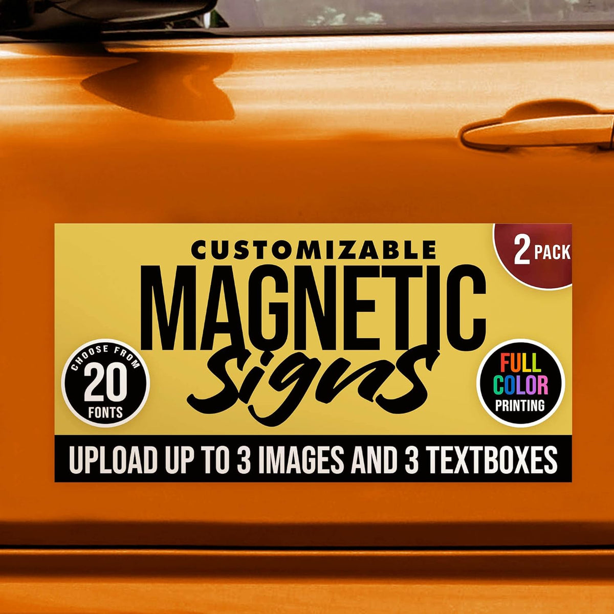 2-Pack,12"x24" Custom Magnet Signs in Full Color for Business and Advertising, 30 mil Customized Vinyl Car Magnets, Personalized Magnetic Sheets for Company Storefront & Vehicles (Sharp Corners)