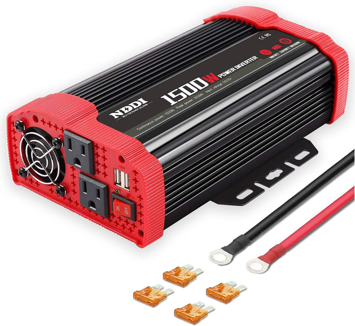 1500W Car Power Inverter 12V DC to 110V AC Car Converter Charger Adapter with Dual 3.1A USB Port and AC Outlets Quick Charging