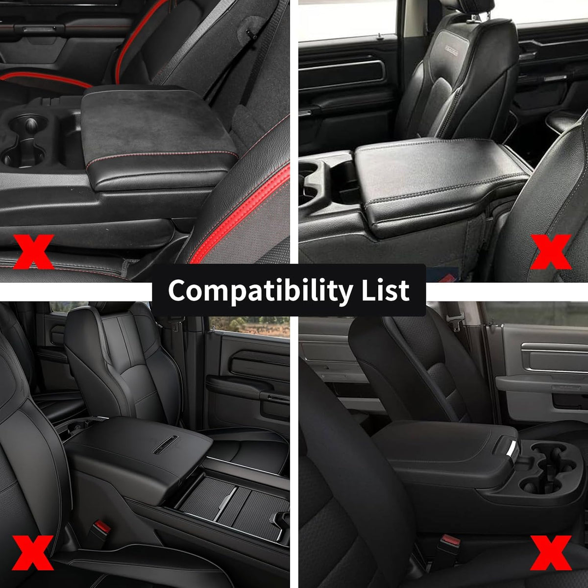 GIANT PANDA Center Console Cover Armrest Cover Cushion Fits Dodge RAM 1500 2500 3500 2009 2010 2011 2012 2013 2014 2015 2016 2017 2018, Scratch Resistant and Waterproof, Grey