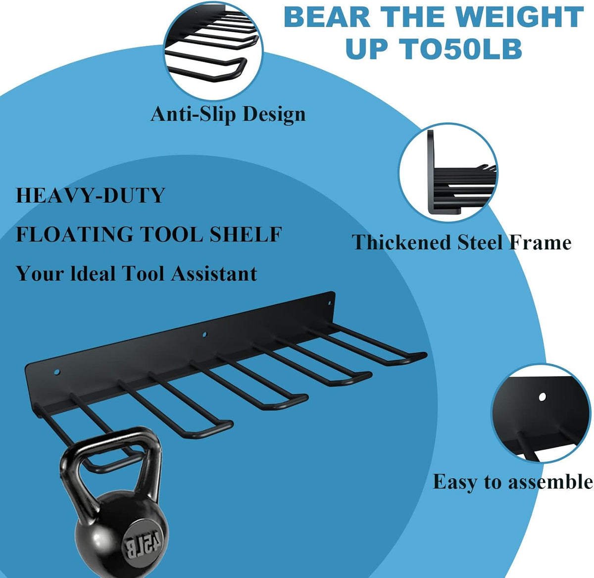 Electric Drill Storage Rack, 2PCS Heavy Duty Metal Wall Mounts, Holds 4 Drills, Compact Storage for Garage or Workshop