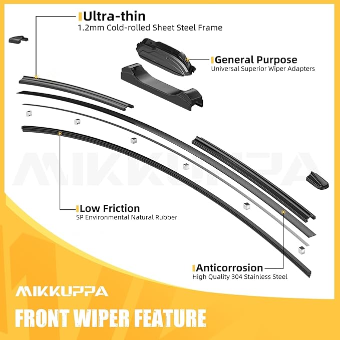MIKKUPPA 26"+19"+16" Windshield Wiper Blades Replacement for 2005-2010 Toyota Sienna, Front & Rear Durable Stable Quiet All Season Wiper Blades Set (Pack of 3)