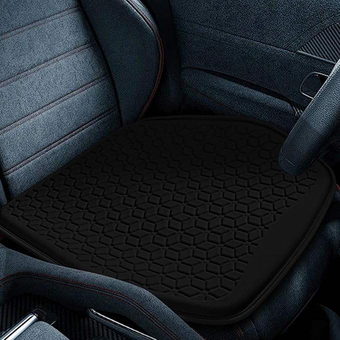 wuyaoyao Thin Gel Car Seat Cushion, Breathable Cooling Seat Cushions for Cars, Non-Slip & Comfortable Automotive Front Seats Cushion Pad for Driver, Chair Protector for Vehicle, Home, Office (Black)
