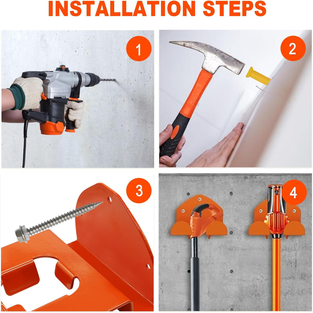 Weedeater Hanger, 1 Pack Weed Eater Hanger For Wall, Heavy Duty Weed Eater Wall Mount for Garage, Garage Organization Storage Shed Organizer Mounted Trimmer Rack