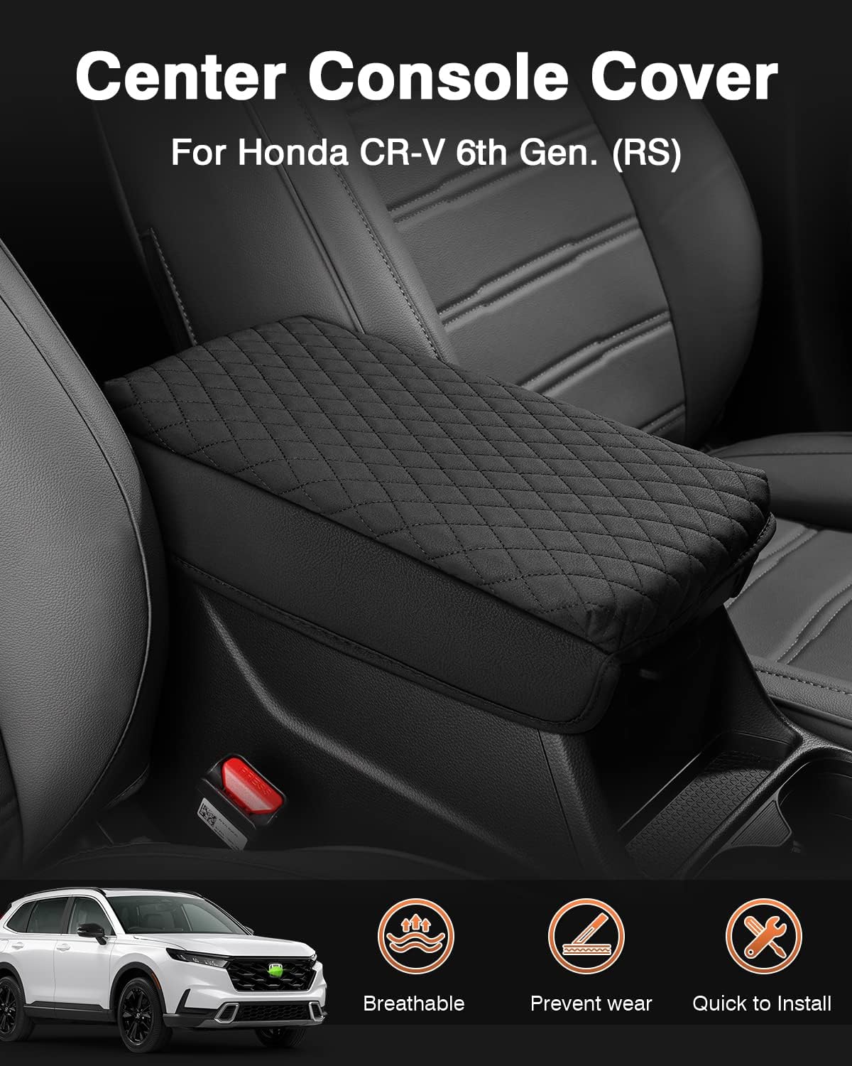 Shademax Center Console Cover for Honda CRV 2026 2025 2024 2023 Accessories CRV Armrest Cover Center Console Cushion Pad Leather Miiddle Console Lid Arm Rest Seat Box Cover Protector Anti-Scratch