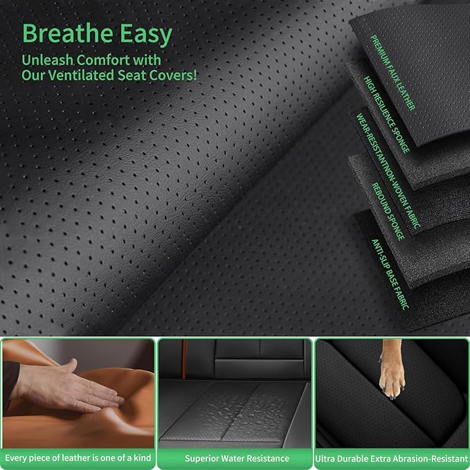 Fit Outback Car Seat Covers for Subaru Outback 2010-2024 2025 2026 -Upgraded Premium Waterproof & Breathable Leather,Airbag Compatible,All-Weather Seat Cushion Protector,2 Front/Black-Brown