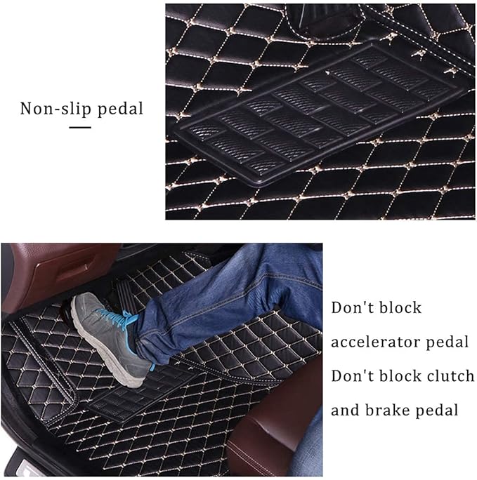 Custom Making Car Floor Mats for 95% Sedan SUV Sports Car Full Coverage Cute Men Women Pads Protection Non-Slip Leather Floor Liners (Brown)