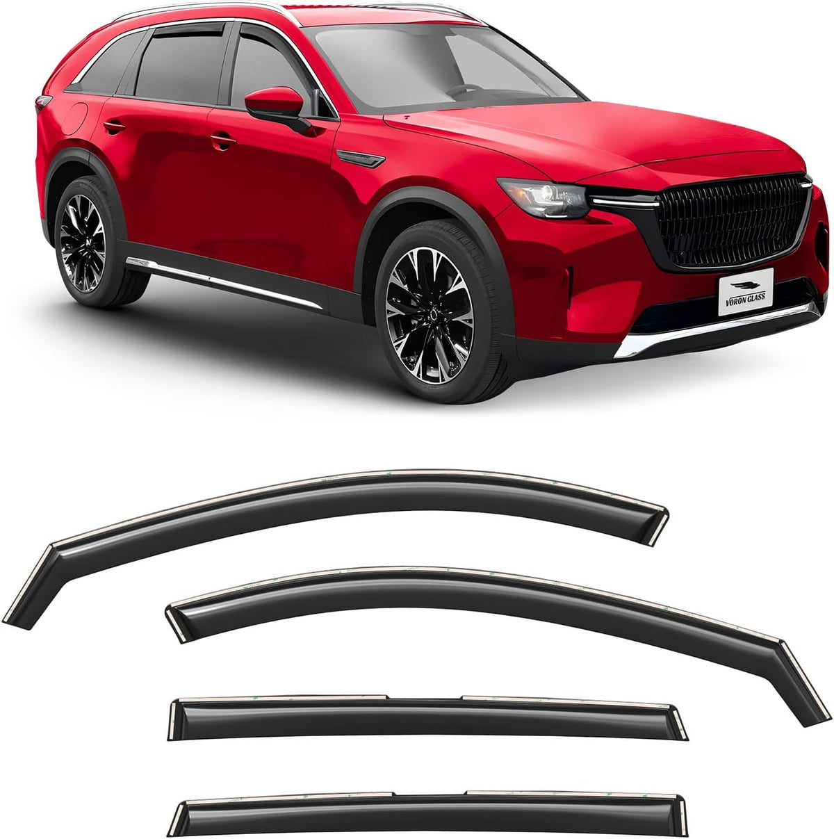 Voron Glass in-Channel Extra Durable Rain Guards for Mazda CX-90 2024-2025, Window Deflectors, Vent Window Visors, 4 Pieces - 200684