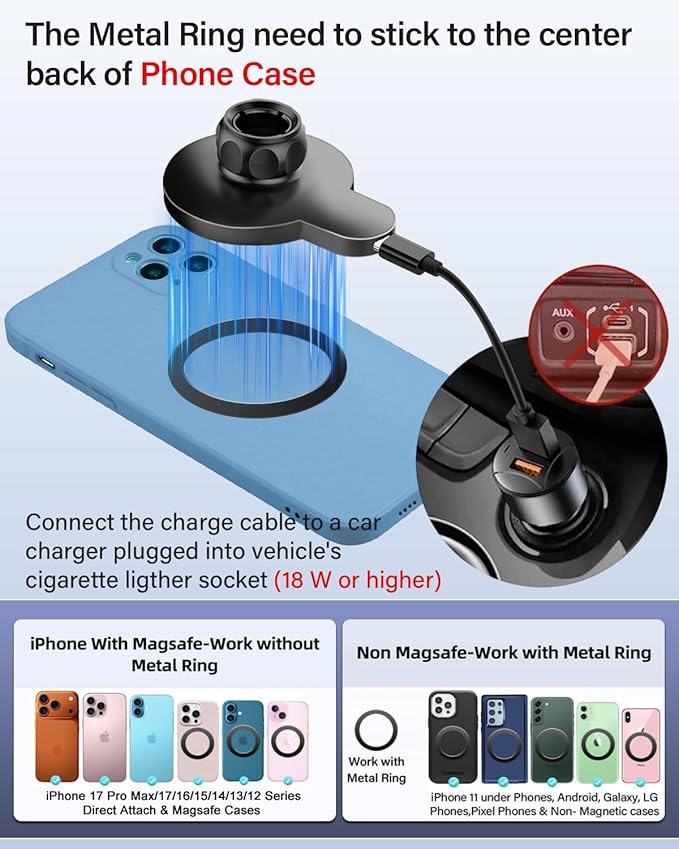 PZK Car Phone Holder for Toyota RAV4 2013-2015 2016 2017 2018 Accessories Custom Air Vent Phone Mount Magnetic 15W Fast Wireless Charger Hands Free 360° Rotation Cell Phone Automobile Cradles