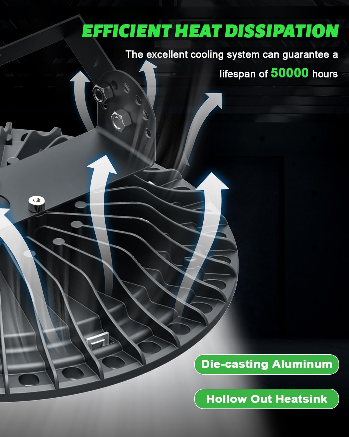 Viugreum High Bay LED Shop Lights, 500W UFO LED High Bay Light 50,000LM 120V LED High Bay Lights 5000K Daylight, Alternative to 2000W MH/HPS for Garage Workshop Barn Factory Warehouse - 10 Pack