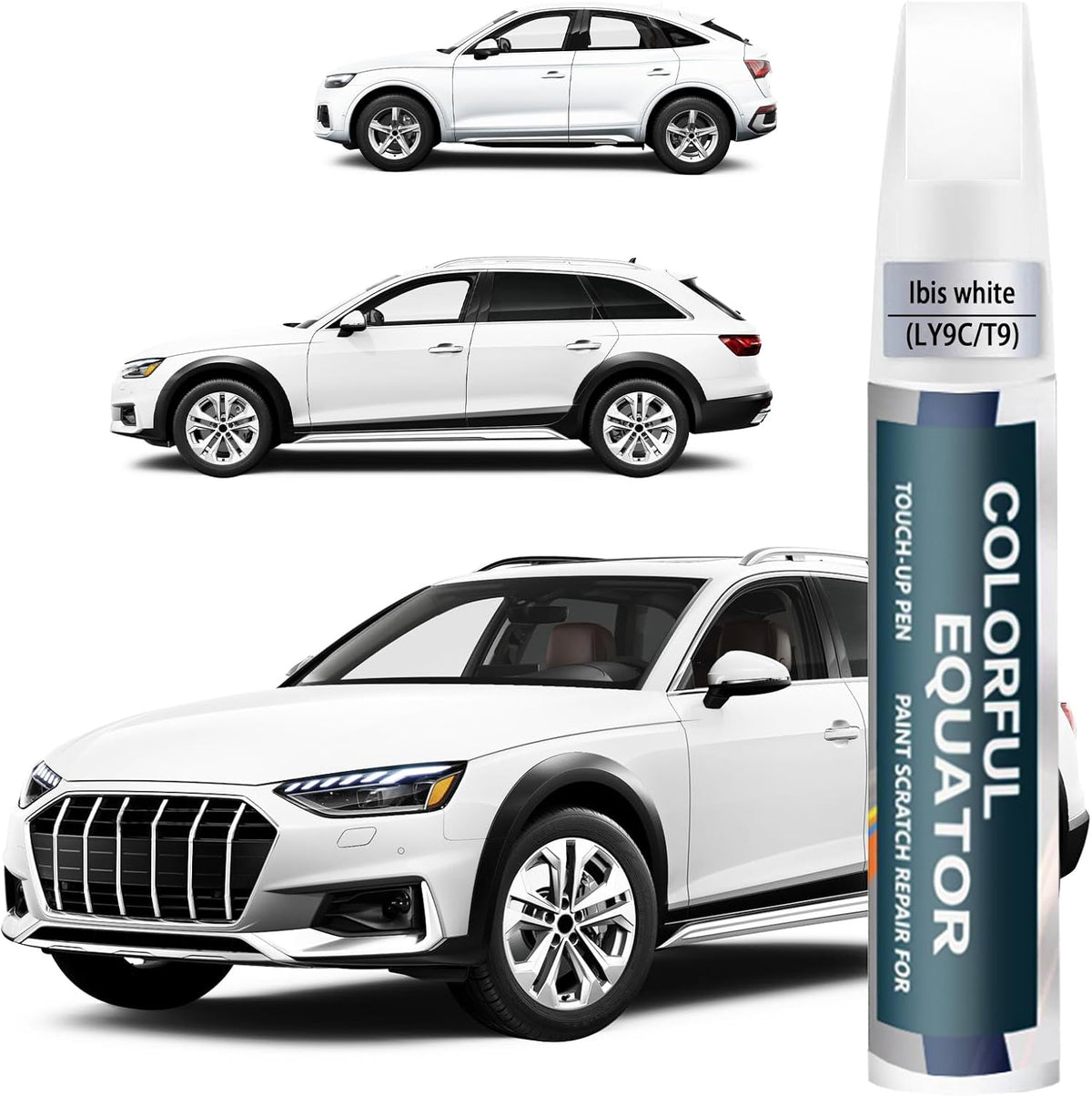 Ibis White(LY9C/T9) Touch Up Paint Compatible with Audi, Car Paint Pen Scratch Repair Two-In-One Touch Up Paint, Premium Car Scratch Remover for Deep Scratches