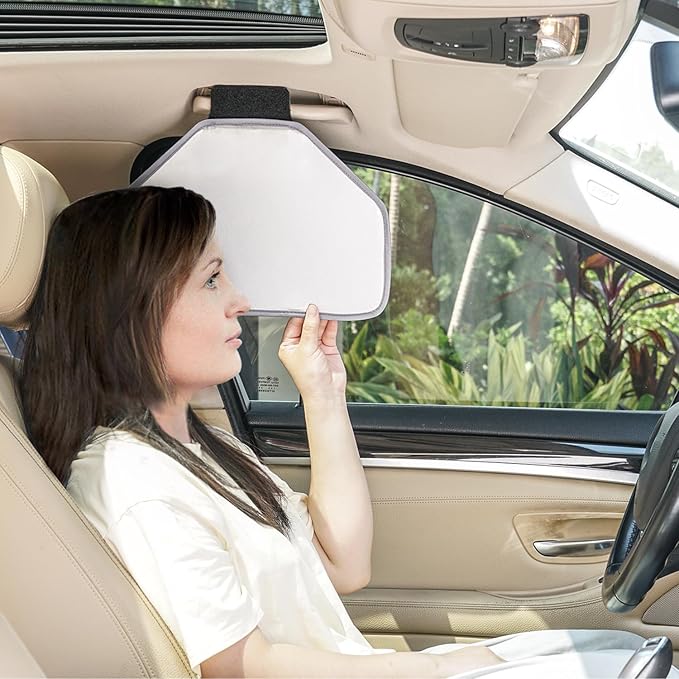 TFY Side Window Sun Visor for Car Roof Handles - Sun Glare and Heat Blocker for Driver or Passenger, Reduces Side Window Glare, Easy Installation and Storage (Gray)