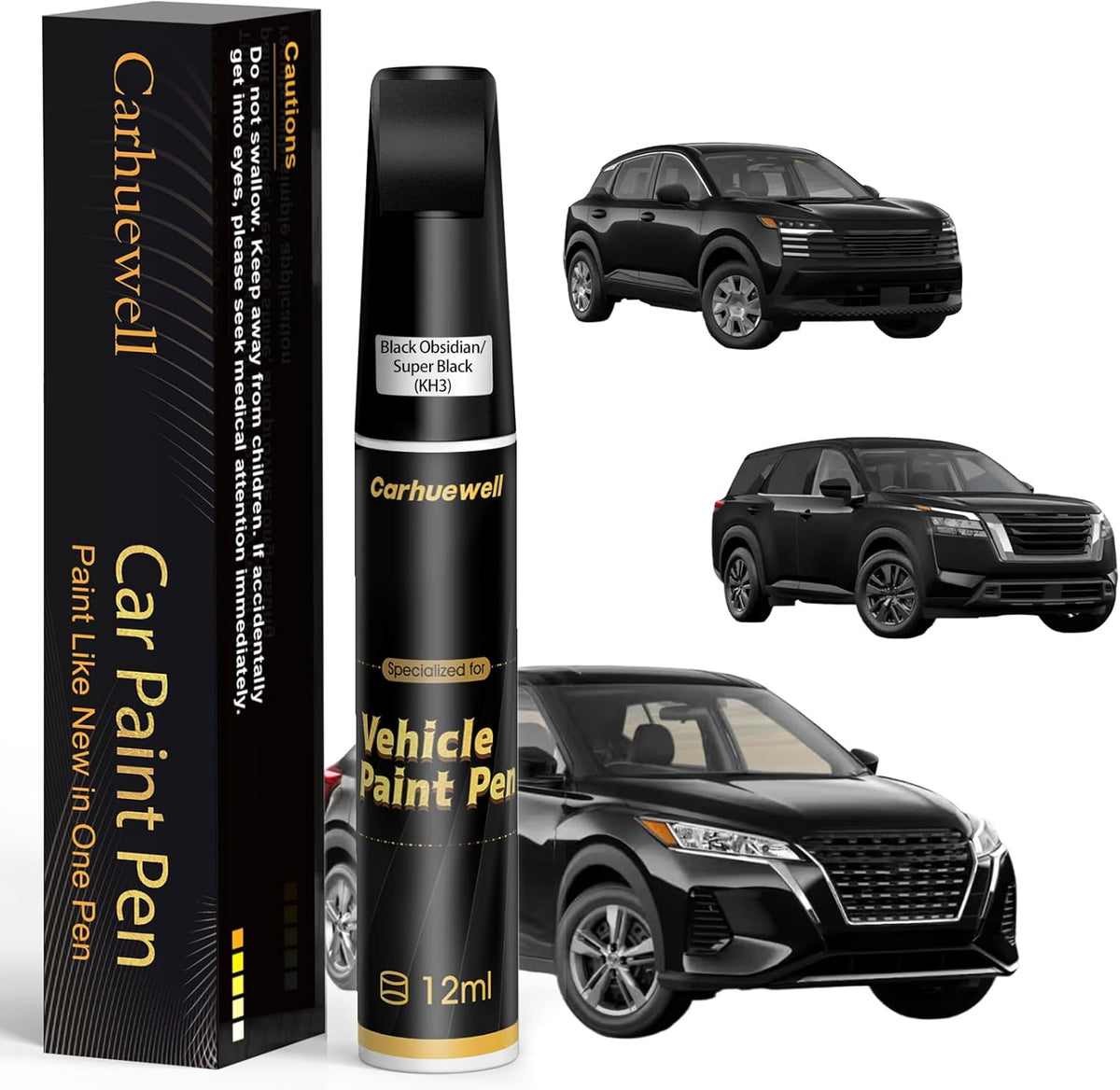 Black Obsidian/Super Black(KH3) Touch Up Paint Compatible with Nissan, Exact Match Car Paint Pen Automotive Scratch Repair Remover Kit Quick & Easy Solution for Vehile Chips and Nicks