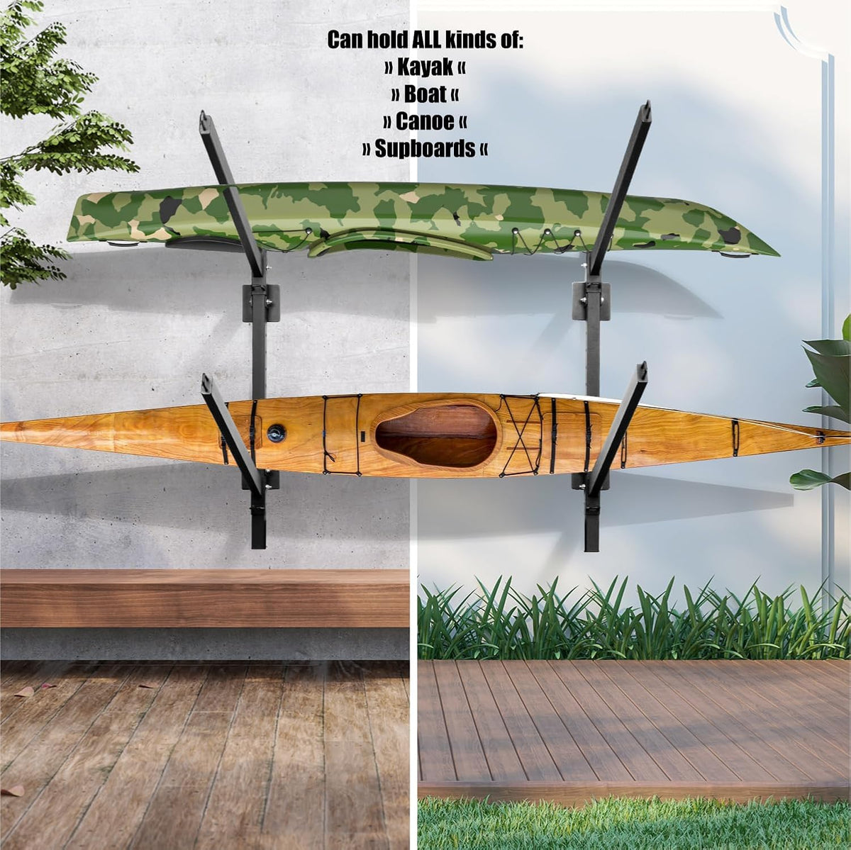 Kayak Storage Rack, Heavy Duty Freestanding Sup Storage Stand for Outdoor Use, Storage Rack for Kayaks, SUPs, Canoe and Paddleboard,…