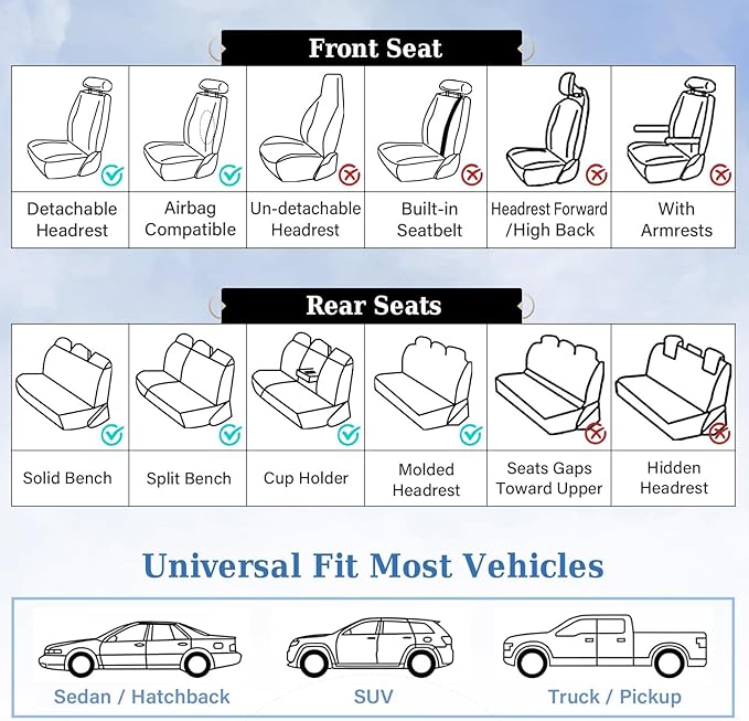Coverado Seat Covers, Car Seat Cover Front Seats, 2-Pack Luxury Faux Leather Car Seat Covers, Waterproof Car Seat Protector, Black Seat Cover Front Seat Cover Universal Fit for Most Cars, Black&Red