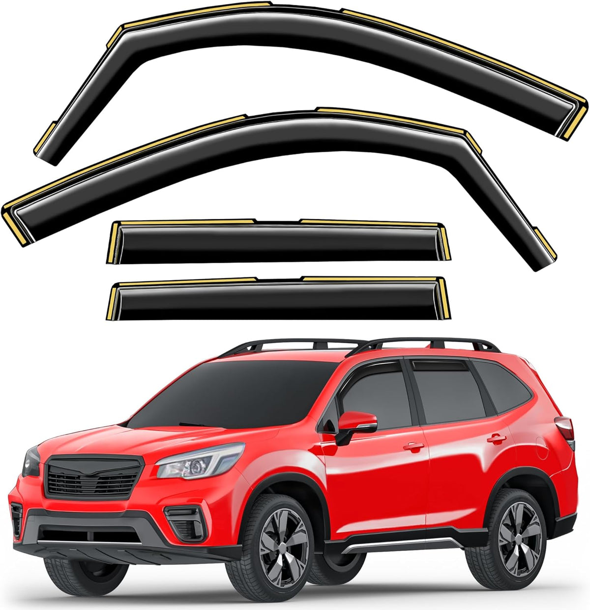 in-Channel Window Rain Guards Fit for Subaru Forester 2019 2020 2021 2022 2023 2024 Extra Durable Window Visors Window Deflectors Vent Visors Vent Shades Car Accessories-4 pcs 2-Q17