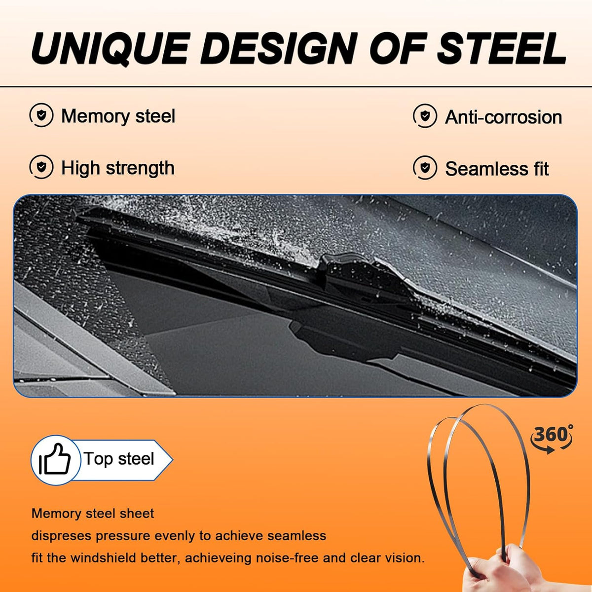HULADAED® 24'' 14''11'' Windshield Wipers Replacement for Fiat 500 2019-2012,Silicone Front Rear Wiper blades for MY Car-All Weather & Quiet(3 PACK)