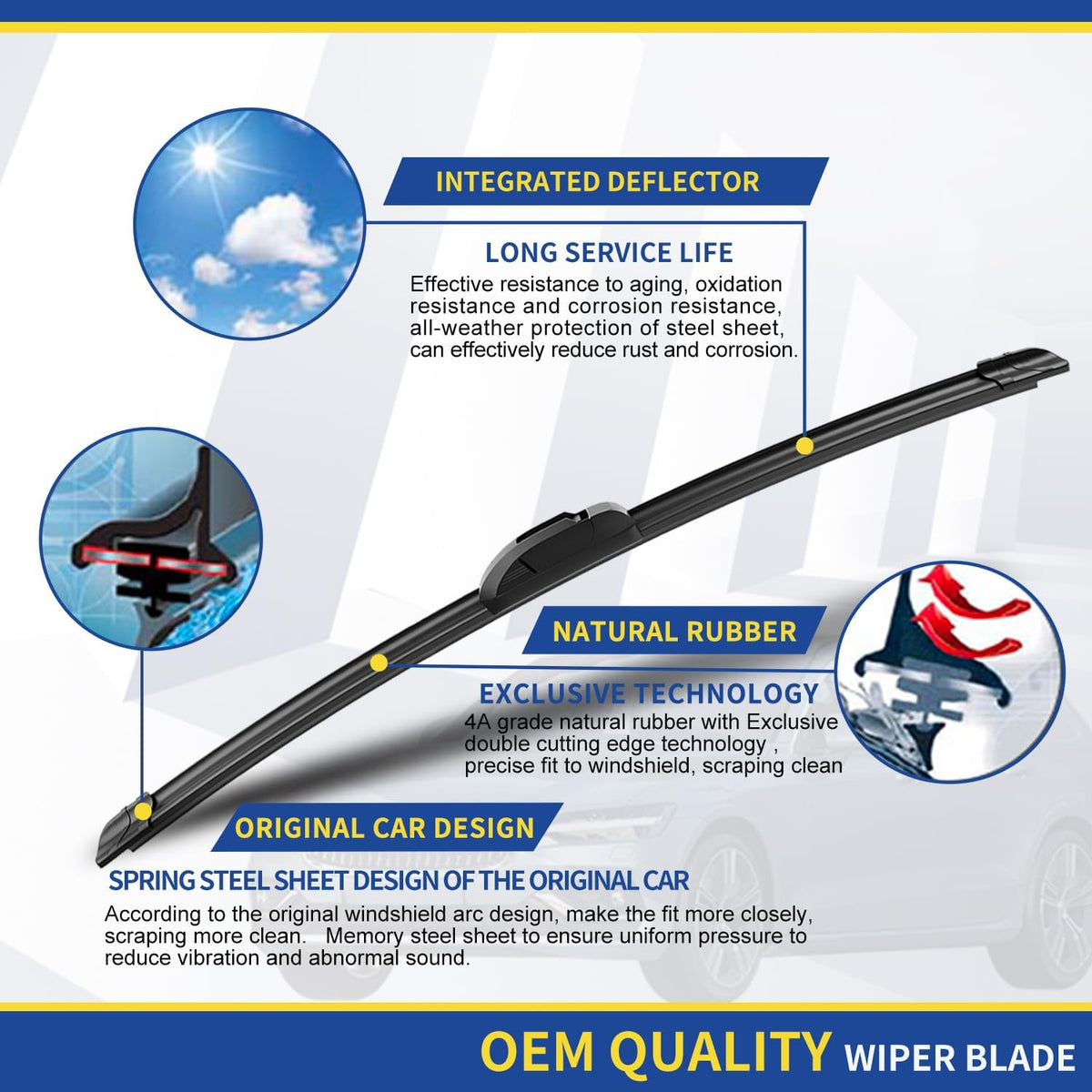 3 wipers Replacement for 2016 2017 2018 2019 2020 2021 2022 Honda Pilot Windshield Wiper Blades Original Equipment Replacement - 26"/24"/14" (Set of 3) U/J HOOK