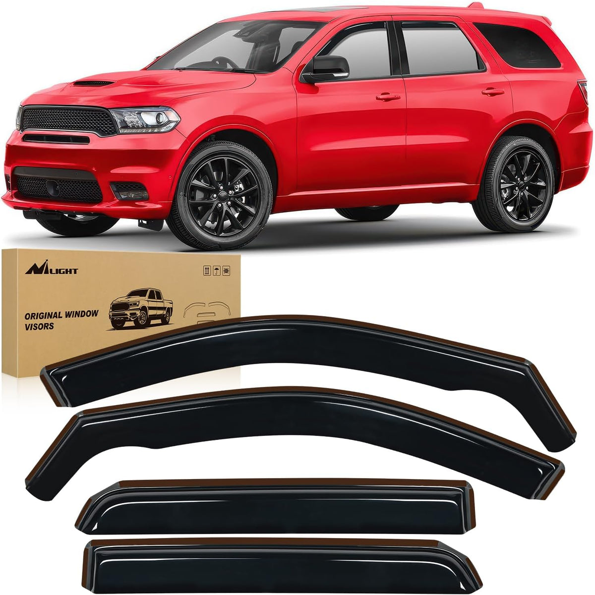 Nilight Window Visor Compatible with Dodge Durango 2011 2012 2013 2014 2015 2016 2017 2018 2019 2020 2021 2022 2023 2024 in Channel Window Deflectors, Rain Guards Acrylic-4pcs