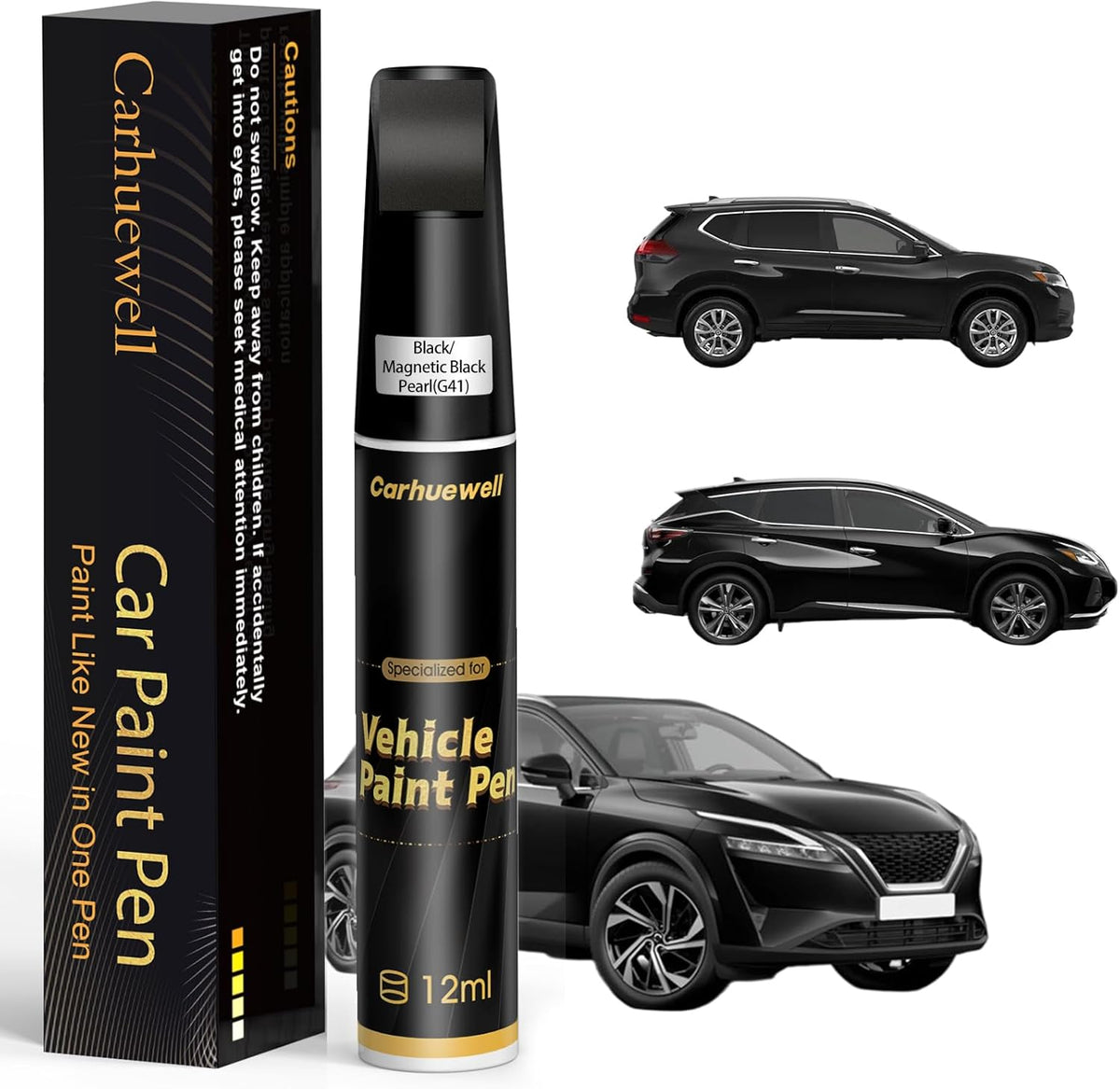 Black/Magnetic Black Pearl(G41) Touch Up Paint Compatible with Nissan, Exact Match Car Paint Pen Automotive Scratch Repair Remover Kit Quick & Easy Solution for Vehile Chips and Nicks