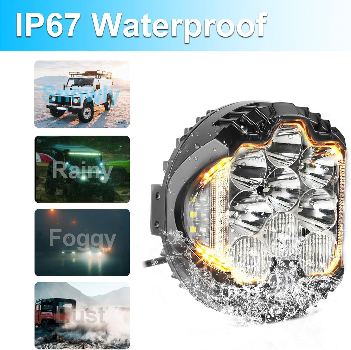 LIGBT 2PCS 5 Inch Round LED Offroad Light with DRL 90W LED Light Pods 270° Wide Range Super Bright White Side Shooter for Pickup Truck ATV UTV SUV