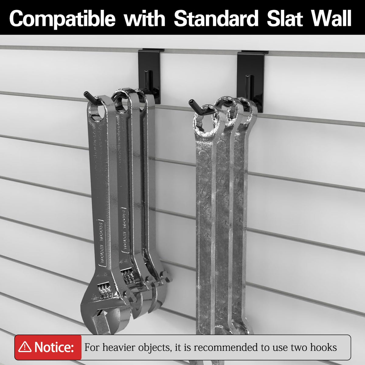 3-H Black Steel Slatwall Hooks, 10 Pack, 4.7 Inch, Heavy Duty, Wave Shape, Proslat Accessories, Retail Display