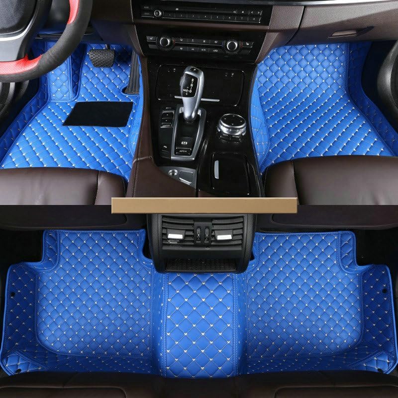 Custom Artificial Leather Waterproof All-Weather Car Floor Mats Fit for 99% Sedan SUV Sports Car Vehicle Car Mat (Blue)