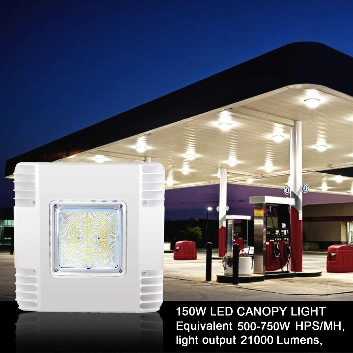 OSTEK 2 Pack LED Gas Station Canopy Light, 150W Carport Ceiling Light 5700K, Outdoor Rated (600W HID/HPS Equivalent), 90-277V IP65 DLC & UL Listed