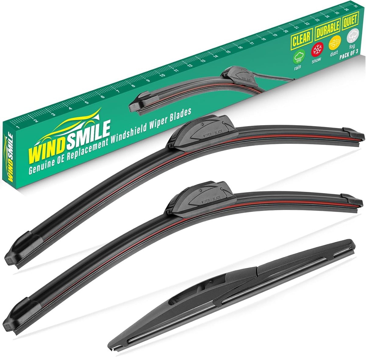 24" 21" 10" Windshield Wiper Blades Replacement for Mitsubishi Outlander Sport 2011-2024 Premium All Weather Front Rear Wipers Set - OEM Quality (Pack of 3)
