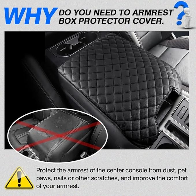 Autorder Center Console Cover for 2015-2020 Ford F150 /2017-2022 F250 F350 F450 /2018-2024 Expedition Accessories Armrest Cover Anti-Scratch Middle Console Pad Armrest Protector(Bucket Seat ONLY)