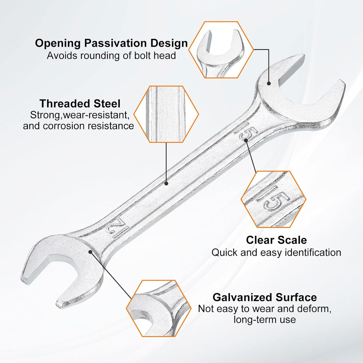 HARFINGTON 2pcs Double Open End Wrench 12mm x 15mm Metric 15 Degree Offset Angle Small Flat Head Wrench Galvanizing Open Ended Spanner for Automotive Repair Furniture Assembly