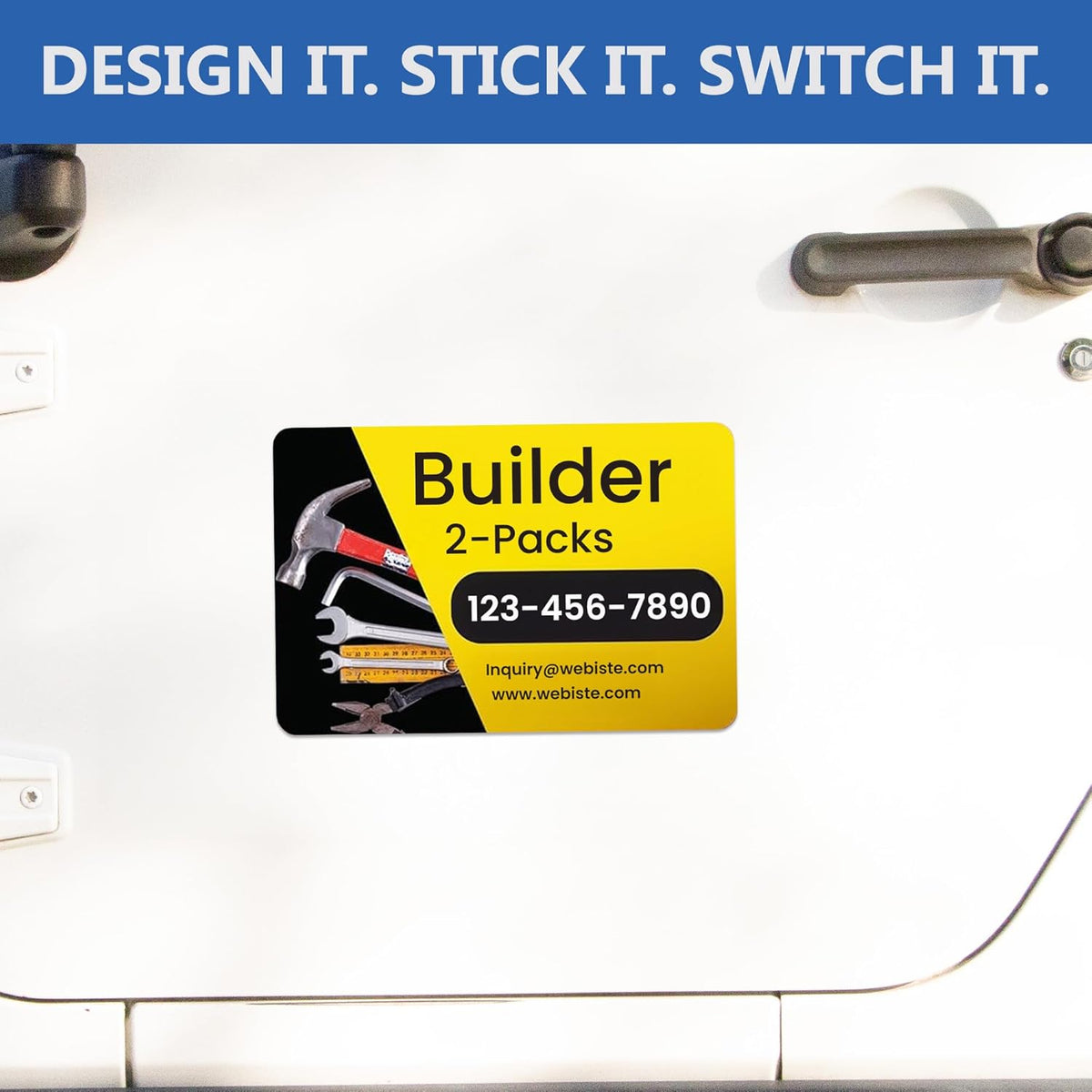 Custom Car Magnet Signs for Businesses (12"x18" Builder Rectangle) 2 pk - Personalized Car Magnets for Builder and Contractor, Advertising Vehicle Promotion - Advertising Magnets for Cars Door